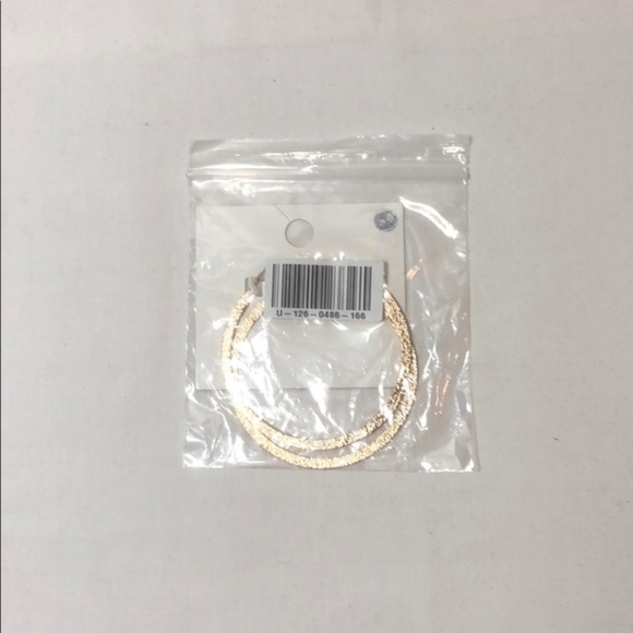 New Textured Hoop Earrings Gold - Picture 3 of 9